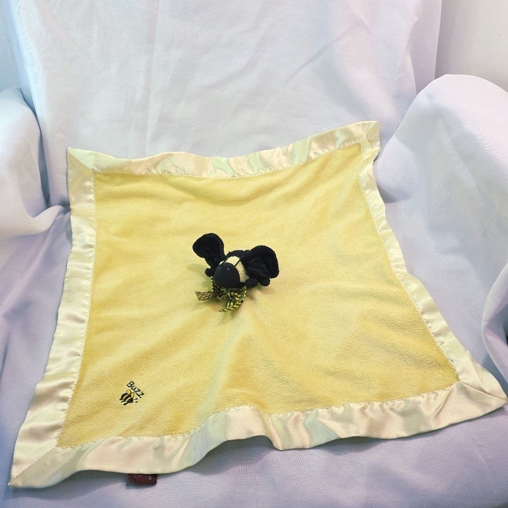 Bearington Collection Bumble Bee Lovey Snuggler Security Blanket Satin Trim Back